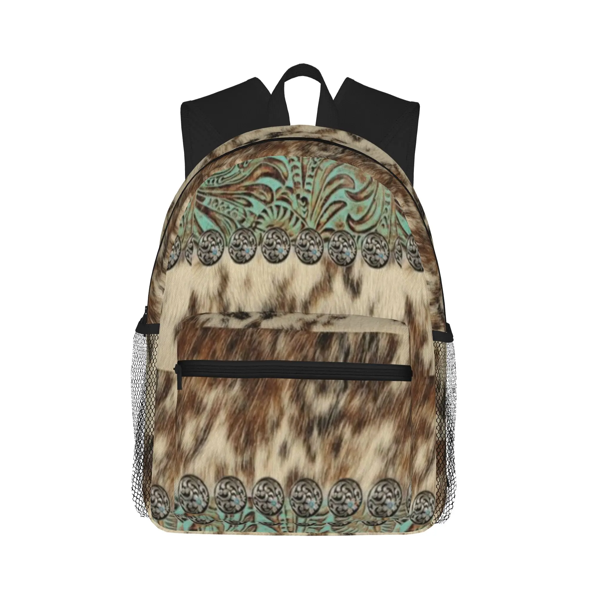 Rustic brown beige teal western country cowboy fashion  Casual Backpack for Students and Adults Backpacks