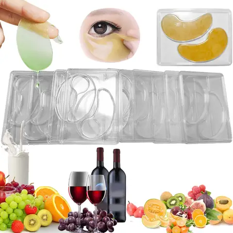 휴대용 재사용 가능한 아이 마스크 패치 트레이 플레이트, 과일 야채 마스크용 투명 DIY 아이 마스크 몰드, 천연 콜라겐, 로트당 12 개