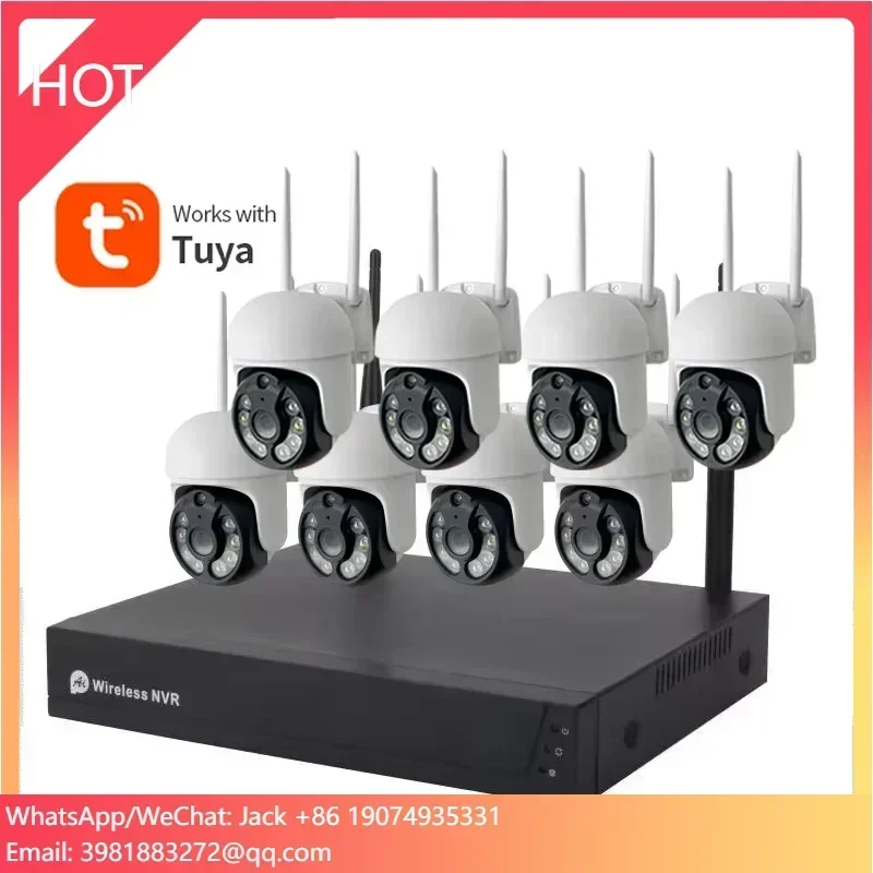 Smart Home Tuya Conveniente 360 Gradi Wifi Ptz 8ch Dvr Nvr Kit Sistema di Sorveglianza Cctv Sistema di Telecamere di Sicurezza Wireless Esterna
