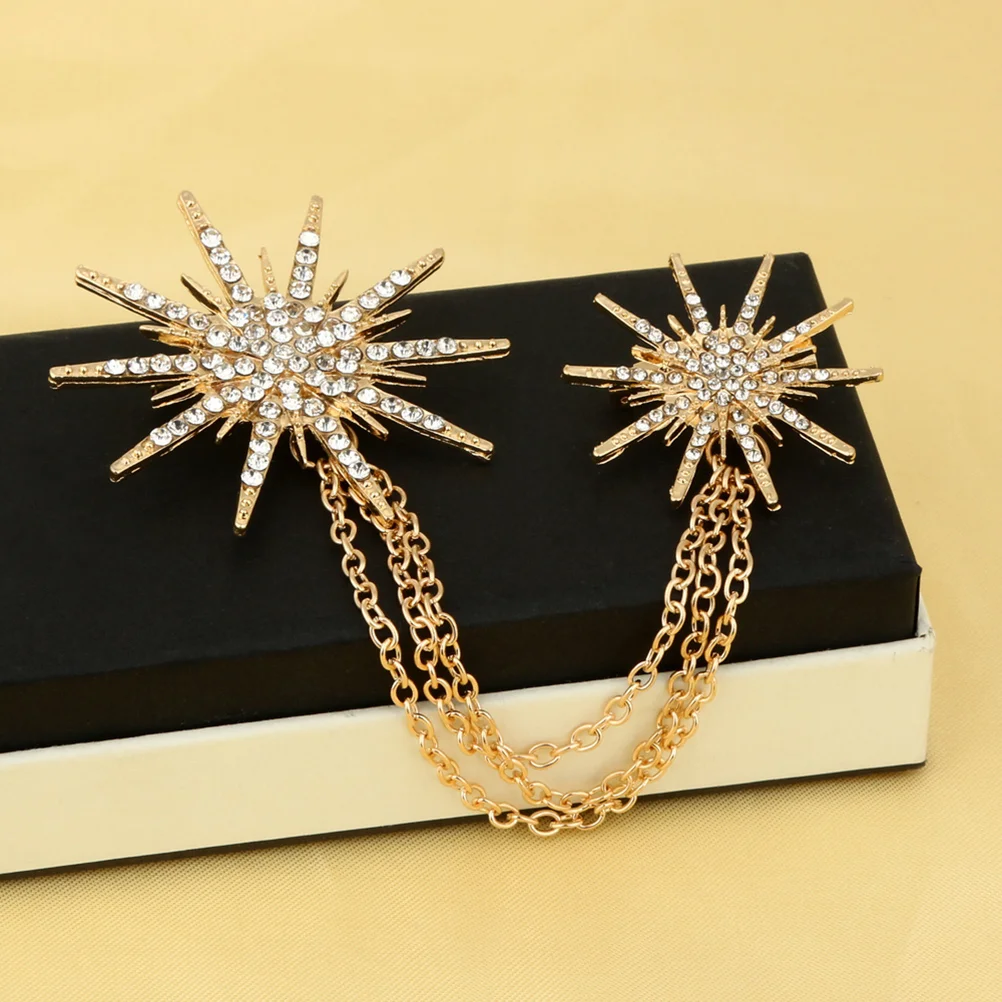 

Rhinestone Brooch Crystal Star Chain Decor Fashion Brooch Pin Elegant Fashion Jewelry Wedding Party Daily Wear