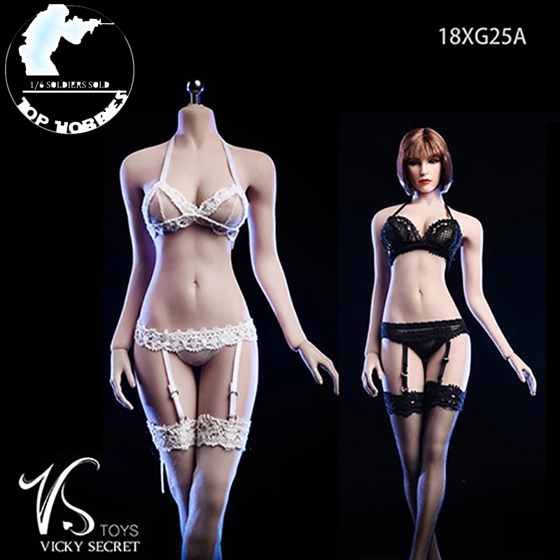 VSTOYS 1/6 여성 피규어 레이스 슬링 스타킹 멜빵 속옷 세트, 섹시한 란제리, 12 인치 핫 토이 바디, 18XG25