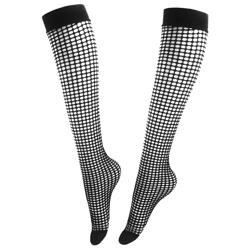 Black Women Fishnet Stockings Summer Sexy Lace Stockings Hollow Out Thigh High Socks Nylon Mesh Transparent Stocking Lingerie