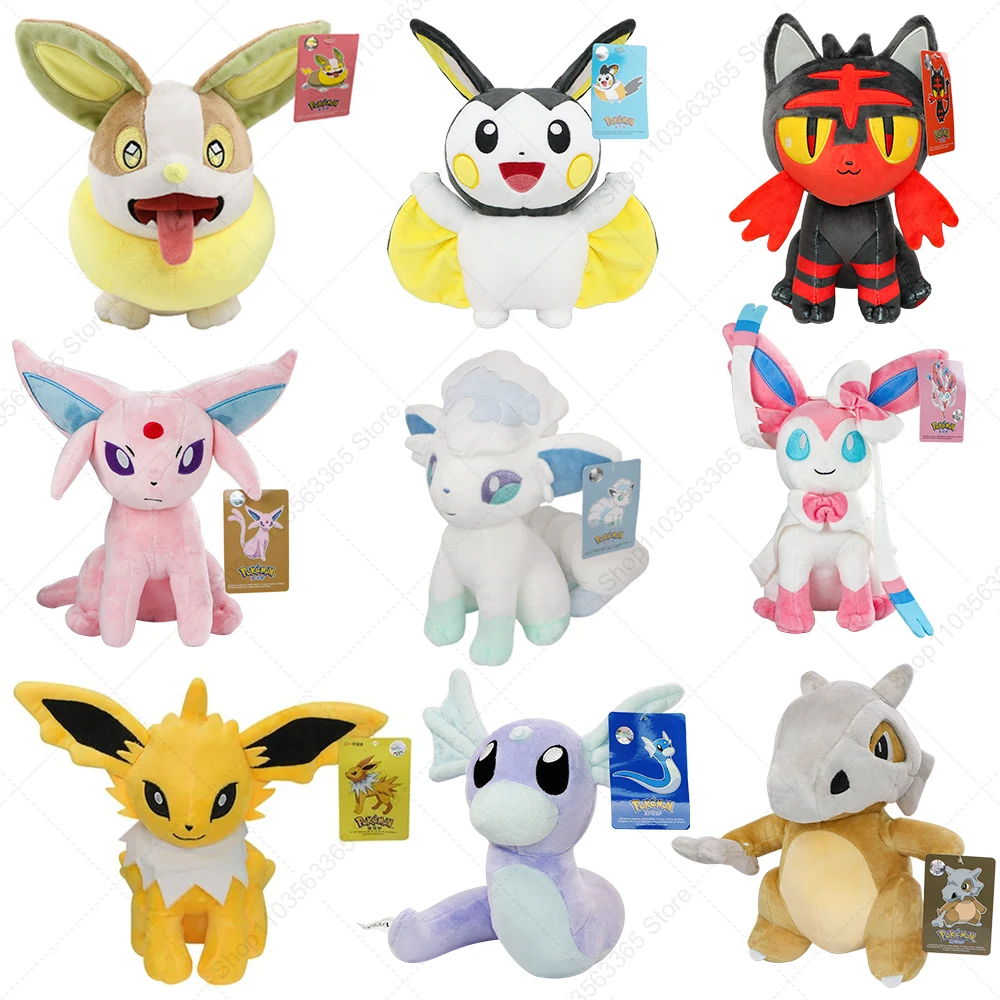 Pokemon Original Cubone Eevee Dratini Plush Toy Litten Yamper Sylveon Stuffed Soft Doll Great Cartoon Christmas Birthday Gifts