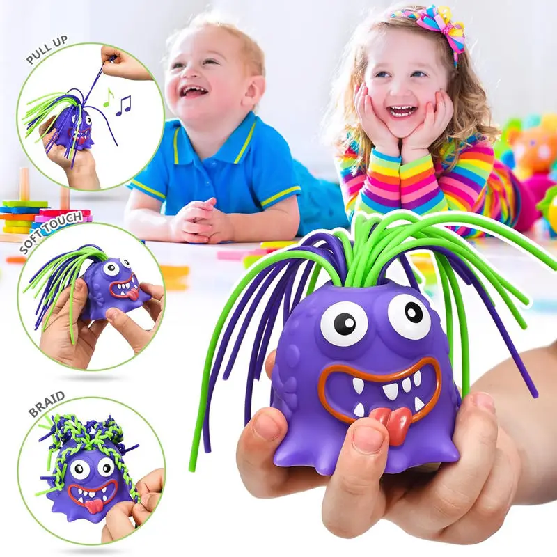 Hair Pulling Will Be Screaming Little Monster Toys Creative Novelty Funny Squeeze Prank Fidget Sound Kids Decompression Glow Toy