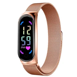 2023 New LED Women Watch Magnetic Watchband Strap Waterproof Touch Feminine Clock Fashion Digital Wristwatches