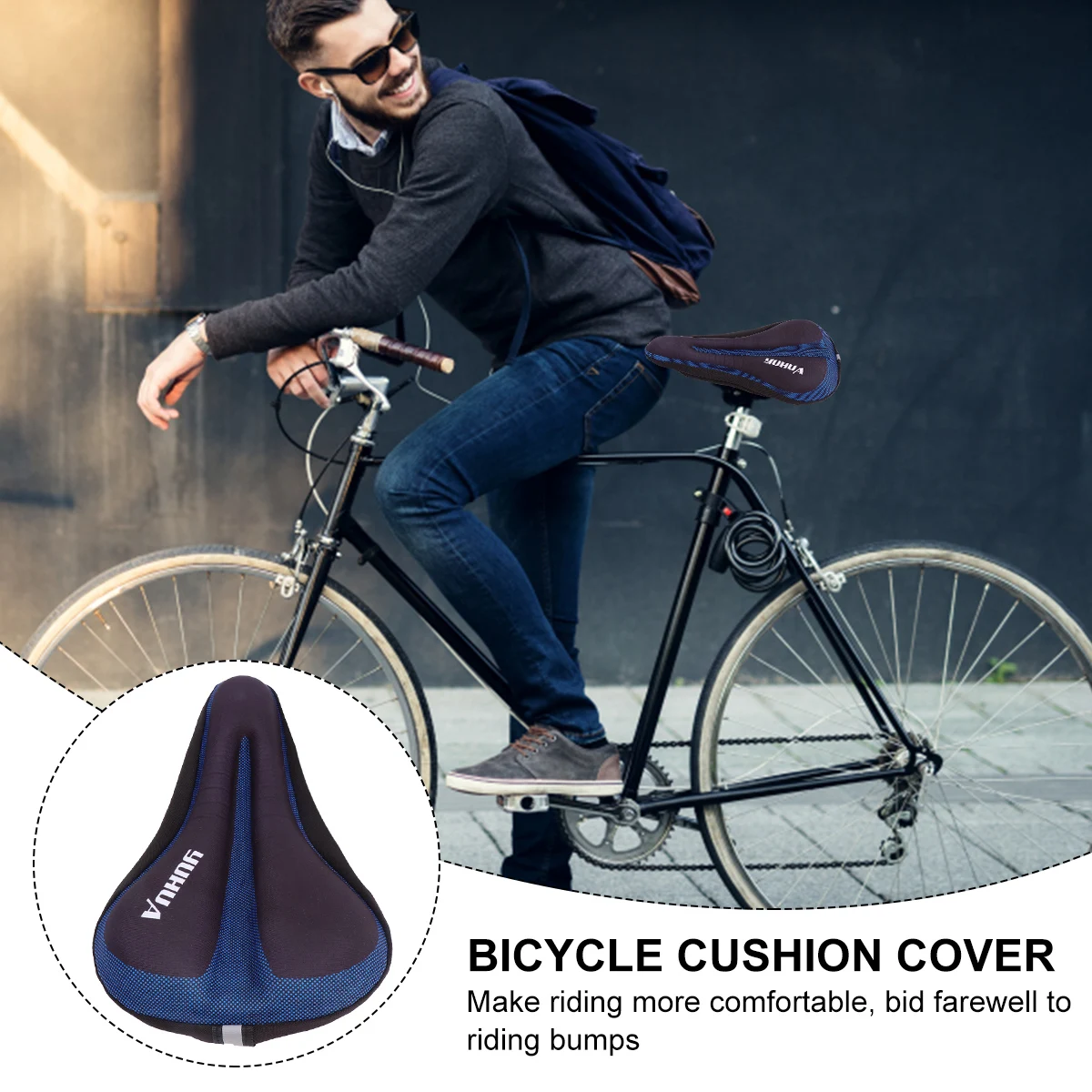 

1Pcs 3D Anti-Skid Bike Saddle Cover Comfortable Breathable Cushion for Road Cycling Blue Bike Saddle Seat Cycling Seat