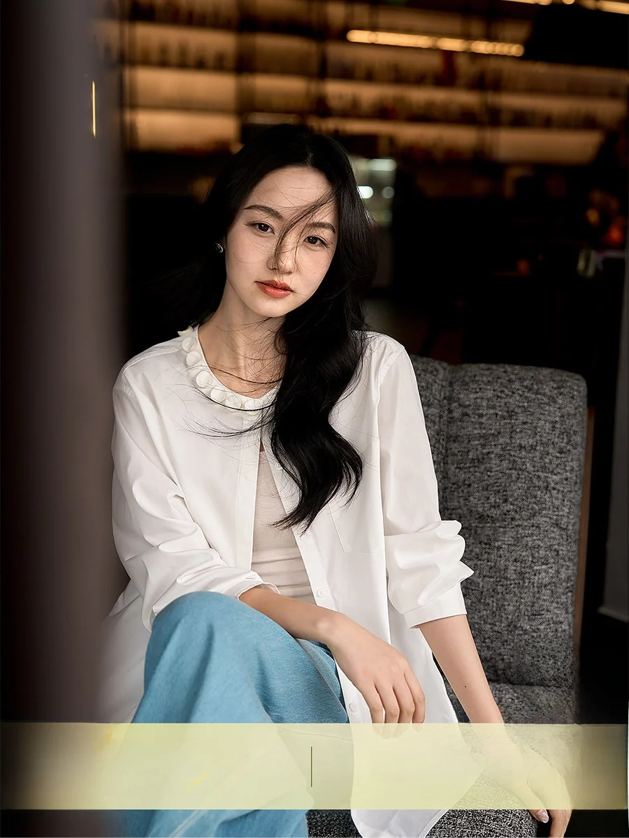 

Romantic Handmade Lace Collar irt Women's Spring New Sle Commute Series Cotton Blend Long Sve Floral Design Breathable