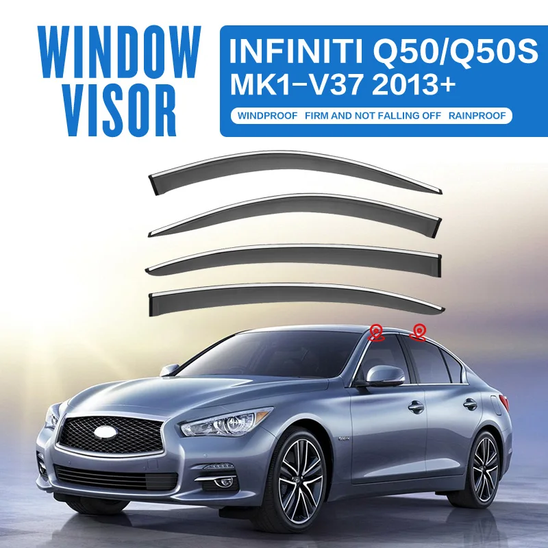 

Для INFINITI Q50 Q50S MK1-V37 2013-2023 Пластиковый оконный козырек вентиляционные оттенки Защита от солнца и дождя для INFINITI Q50 Q50S