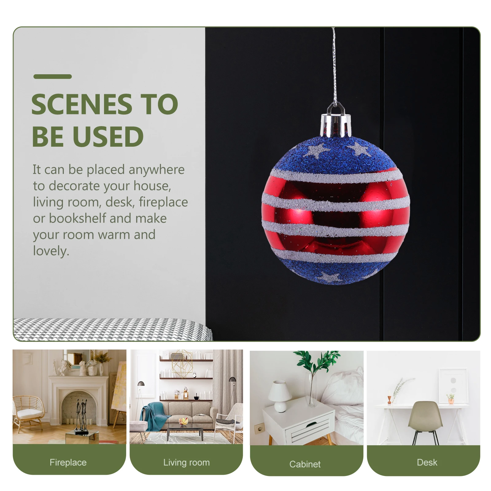 

12pcs Red White Blue Hanging Ball Patriotic Party Supplies 4Th Of July Festival Independence Day Ornament Plastic Hanging