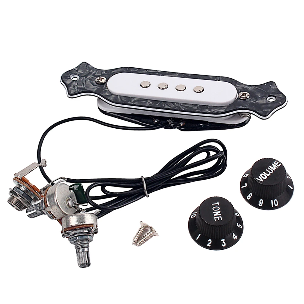 

Soundhole Pickup 4 String Magnetic Guitar Pickup Pre-Electric Cigar Box Guitar Accessory Volume Tone Control Knob Black