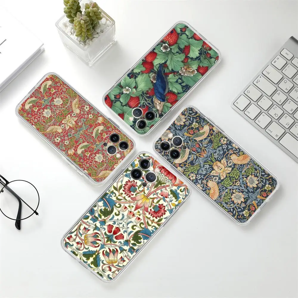 William Morris Strawberry art Phone Case For iPhone 15 14 11 12 13 Mini Pro XS Max Cover 6 7 8 Plus X XR SE 2020 Funda Shell