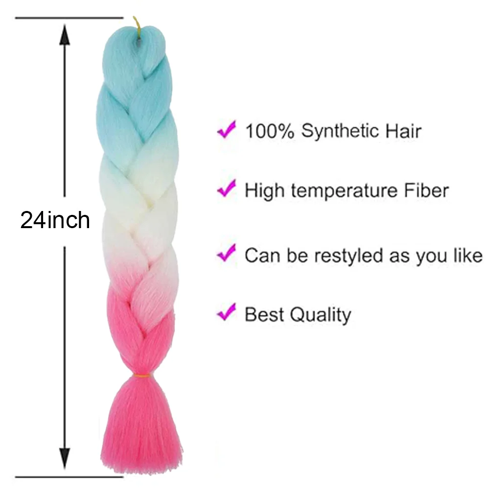 Synthetische Jumbo-Flechthaarverlängerung, 61 cm, hitzebeständige Faser in großen Mengen, Ombre-Synthetik-Jumbo-Zöpfe, Haar für rote schwarze Frauen