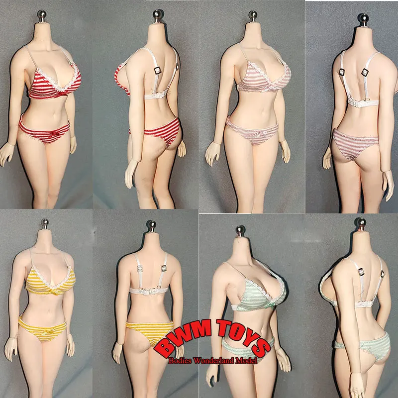 In Stock 1/6 Scale Strap Bow Horizontal Striped Underwear Set Female Soldier  Set Bra Underpants For 12'' TBL Action Figure
