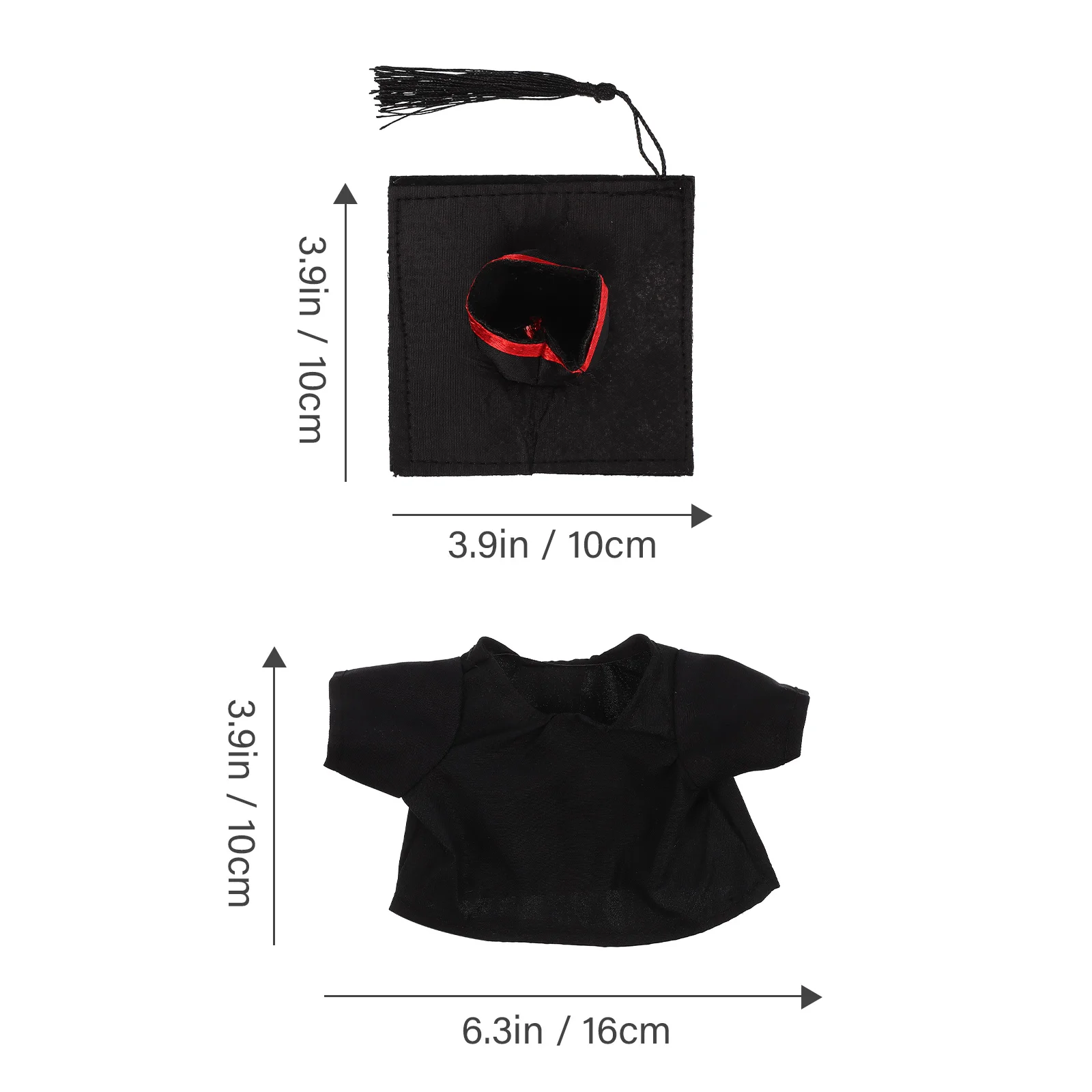 졸업 가운 모자 세트 30cm 봉제 옷 빨간색 트림 졸업 복장 어린이 장난감 선물 현실적인 놀이 액세서리