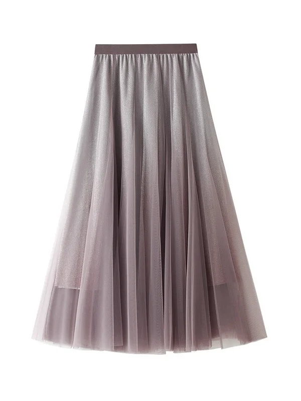 

Adient Bright Silk Gauze Women's Skirt A-Line Skirt Sweet Sle mid Waist Pleated Skirt Polyester Fabric Ciwalk Skirt