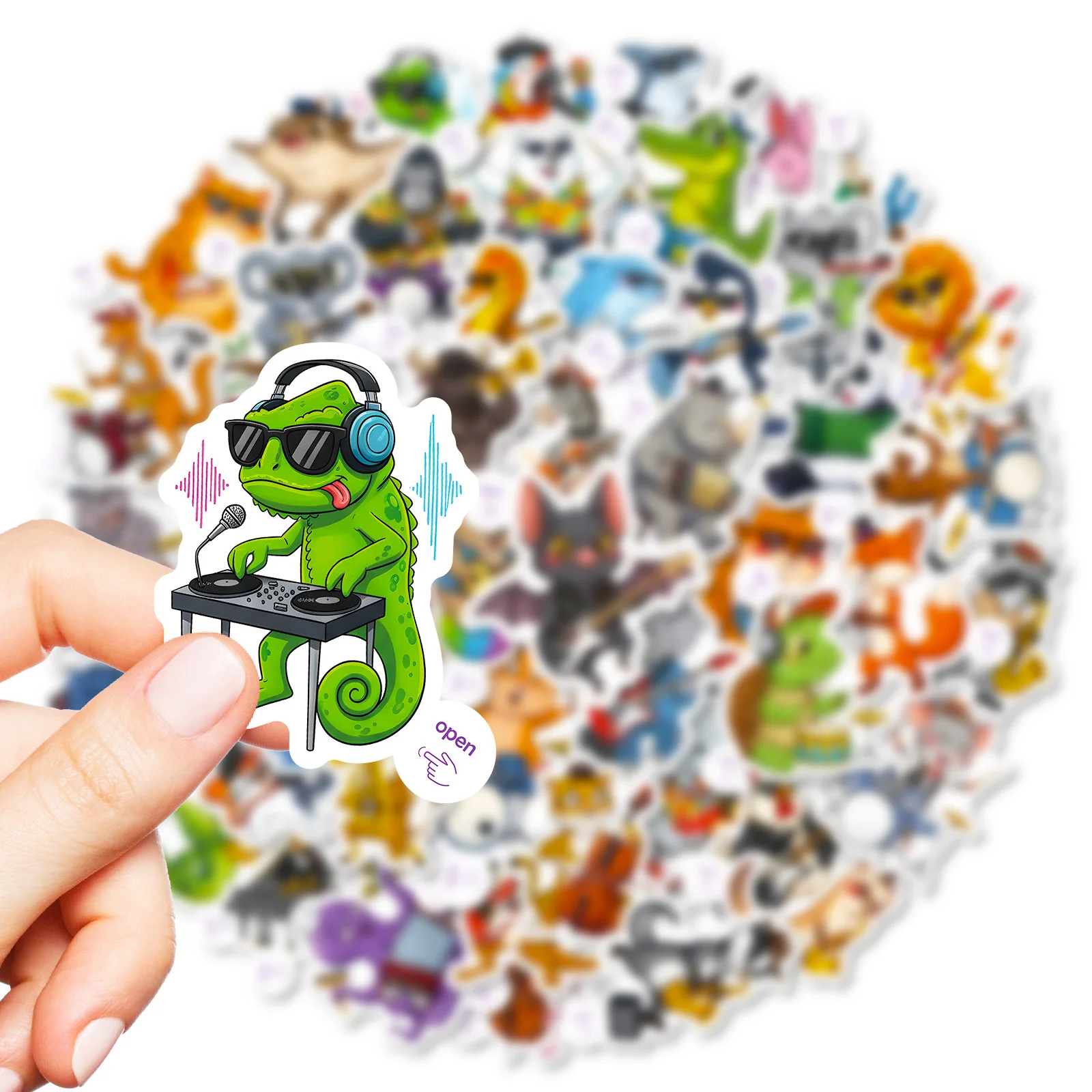 10/50PCS Cartoon Animal Band Stickers Creativity Trendy Animals Playing Musical Instruments Graffiti Decoration Notebook Guitar