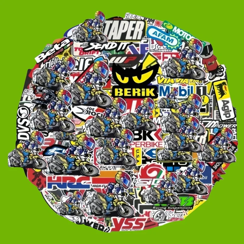 40/80/120 PCS Random Motorcycle Stickers Luggage Helmet Moto For Yamaha Honda Kawasaki Racing Brand Logo DIY Decals Waterproof