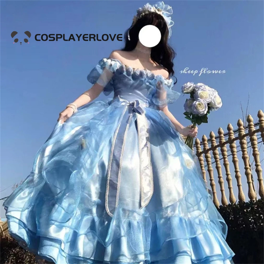 Lolita meets Princess at Coming-of-age ceremony Lolita flowers marry gorgeous wedding dress Halloween Outfit