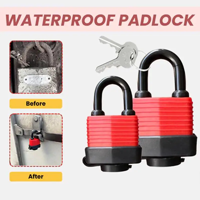 Heavy Duty Waterproof Padlock, 40mm Keyed Lock, Laminated Steel, Durable