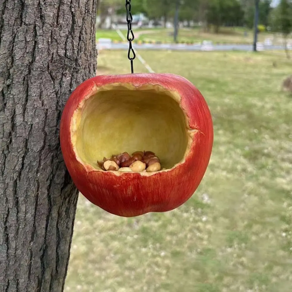 Outdoor Ornament Apple Shaped Bird Feeder Garden Decoration Resin Tree Atmosphere Pendant Creative Handicraft Funny Feeder