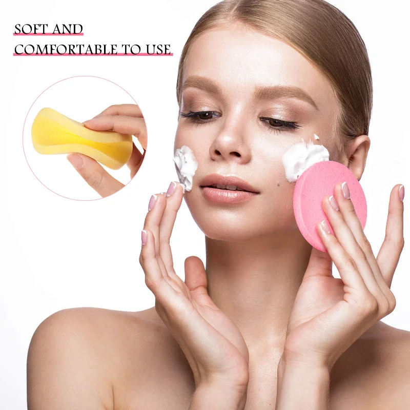 12Pcs Compressed Facial Sponge for Estheticians Face Round Cleansing Sponge Makeup Removal Sponge Pad Exfoliating Spa Washing