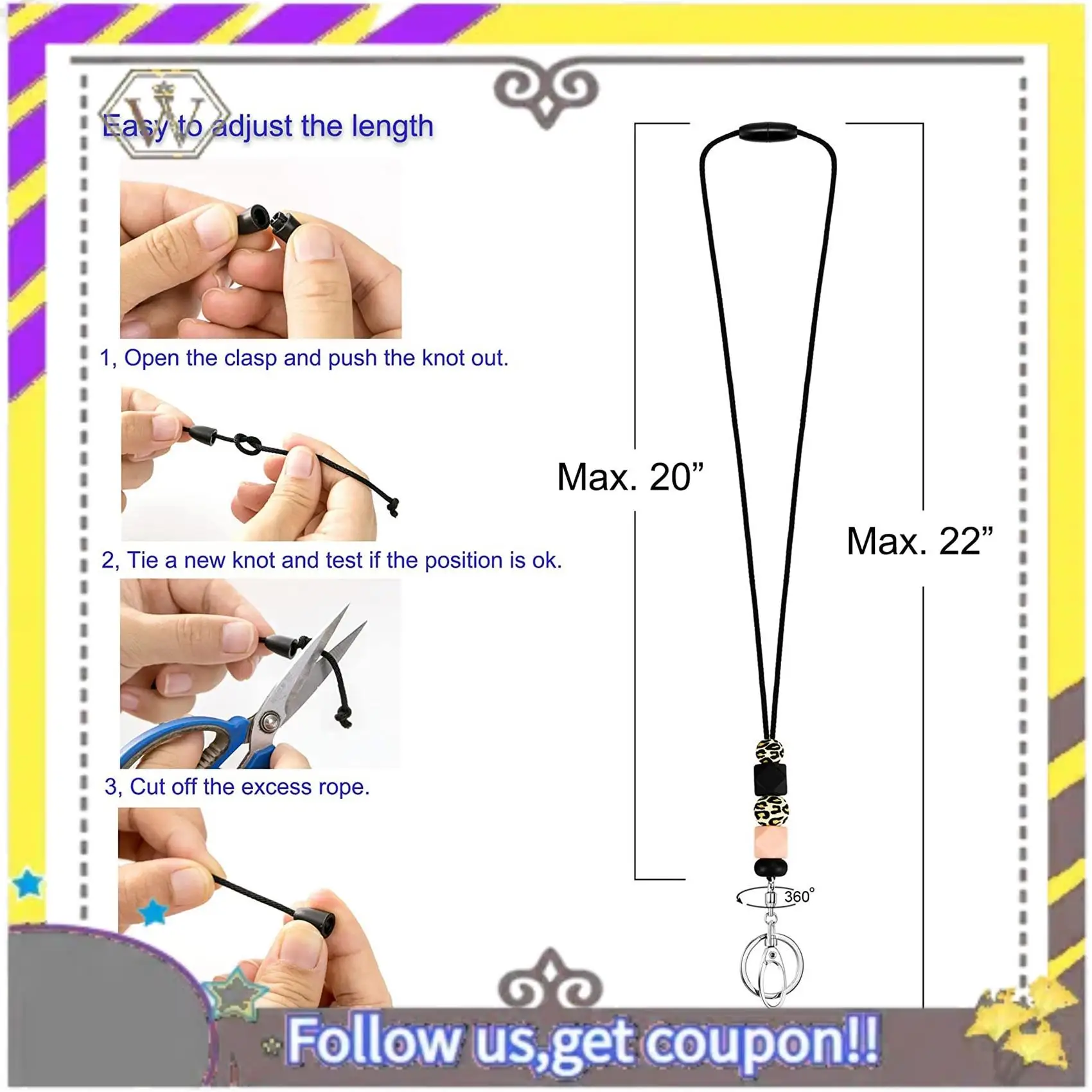 New Teacher Lanyards For ID Badges For Teens Silicone Beaded Lanyards For Keys For Women Nurse Office Worker