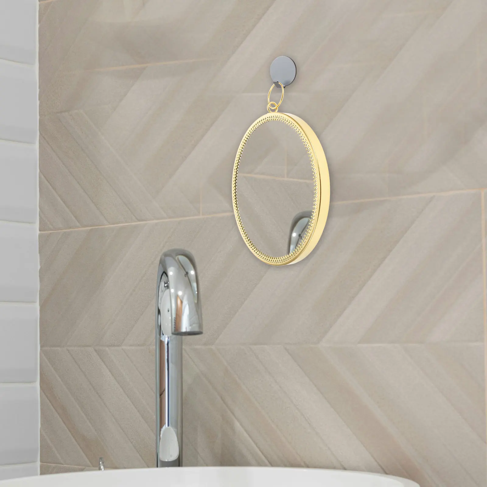 

Round Hanging Mirror Wall-Mounted Vanity Decor for Entryway Bedroom Bathroom Exquisite Craftsmanship Clear Reflection