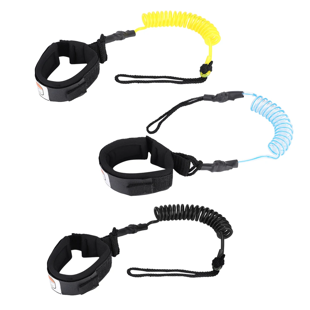 15.6in Surfboard Leash PU Neoprene Stand Up Paddle Board 5mm Coiled Spring Leg Foot Rope Surfing Leash for Surfboard