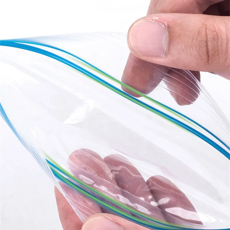 StoBag 50pcs PE Transparent Ziplock Bags Double Self-sealing Clear Food Packaging Pouches Storage Waterproof Reusable Plastic