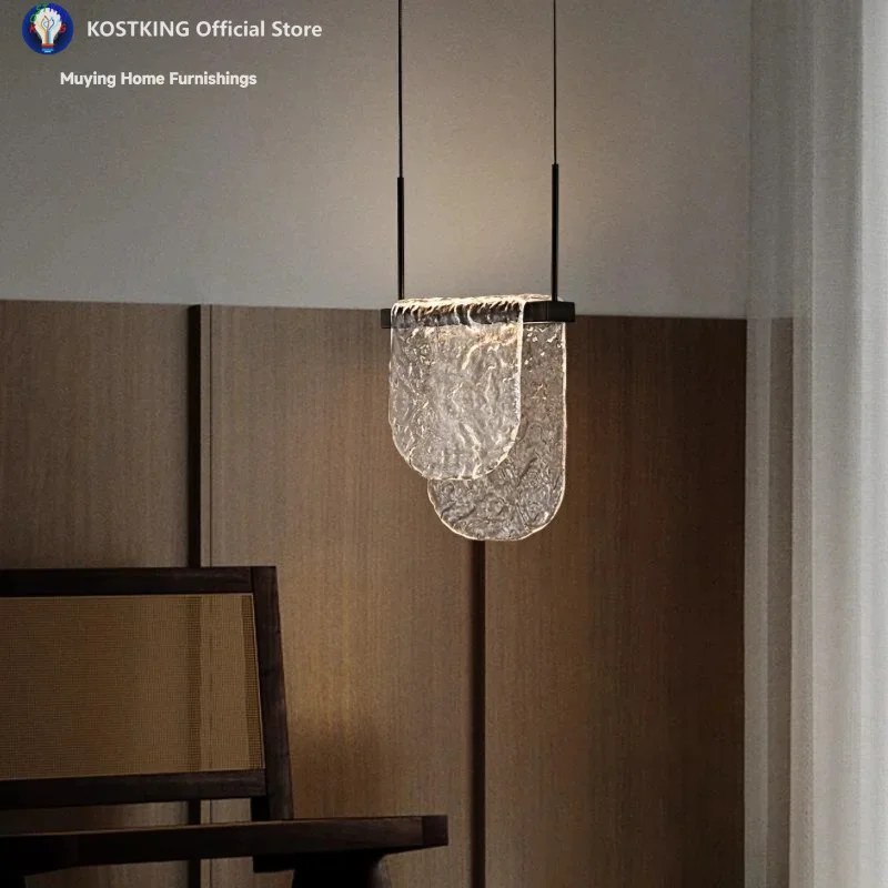 Italian Minimalist Bedside Chandelier Light Luxury High-End Sense Wall Hanging Wire Lamp Small Glass Chandelier For Entrance