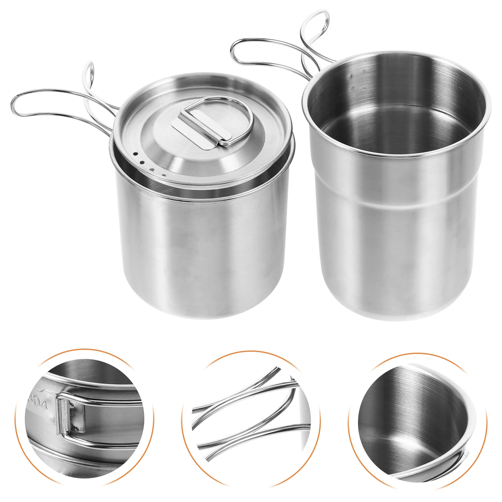 

1 set 1 Set Stainless Steel Outdoor Camping Cup Portable Coffee Mug Stackable Tea Cup For Hiking Survival Gear Kitchenware Set