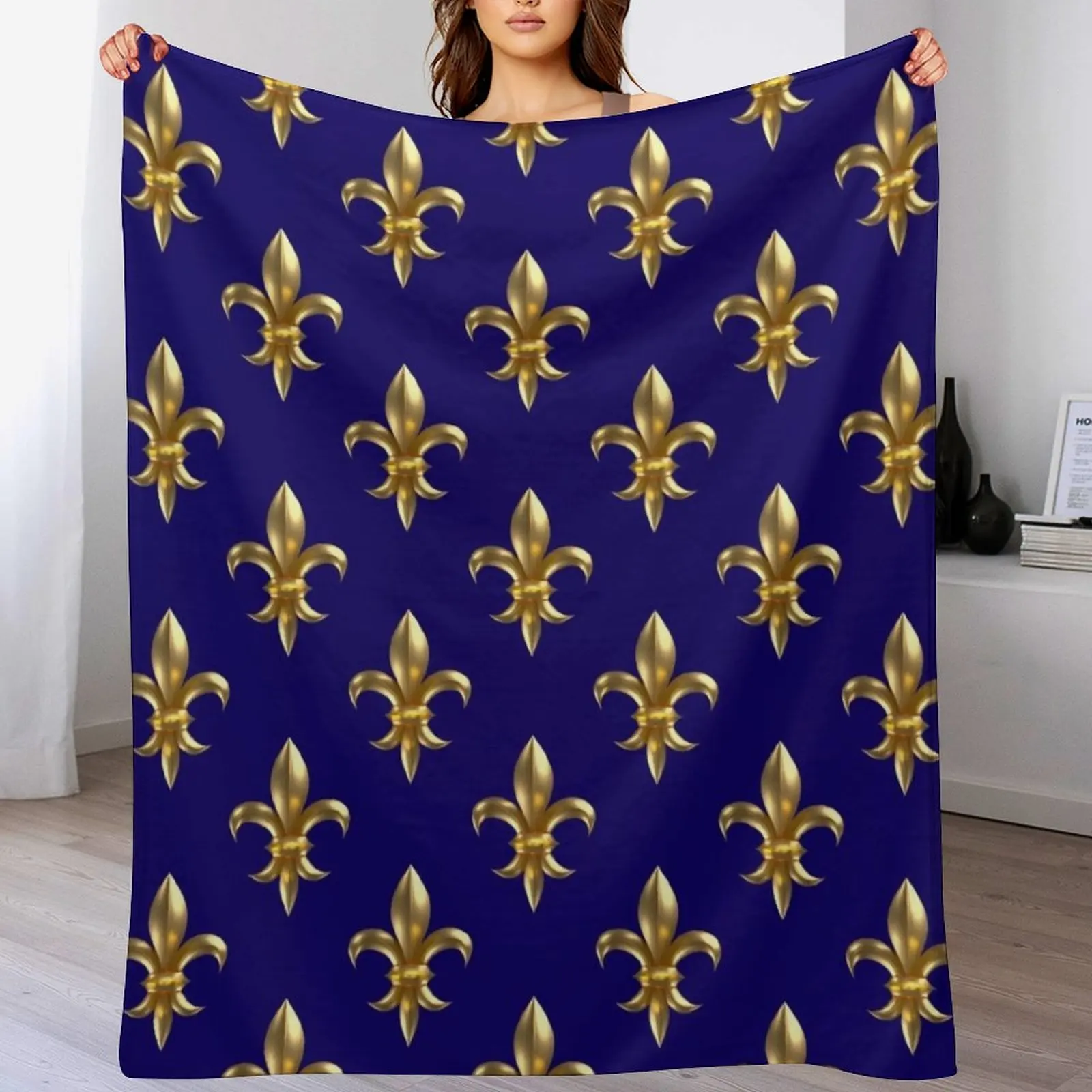 

Fleur de Lys / Fleur de Lis 3D gold look pattern small Throw Blanket Decorative Throw Comforter Luxury Brand Sofa Throw Blankets