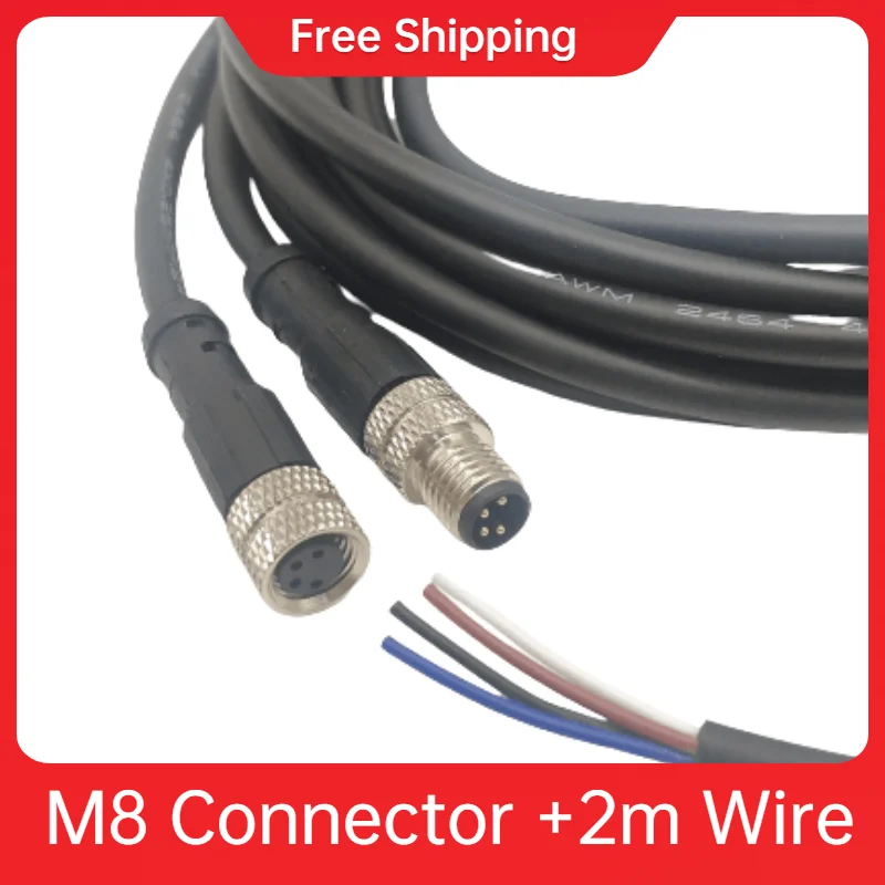 

IP67 M8 34568pin connector +2m PVC wire waterproof plug Male&Female CCTV camera cables tv aviation connectorss