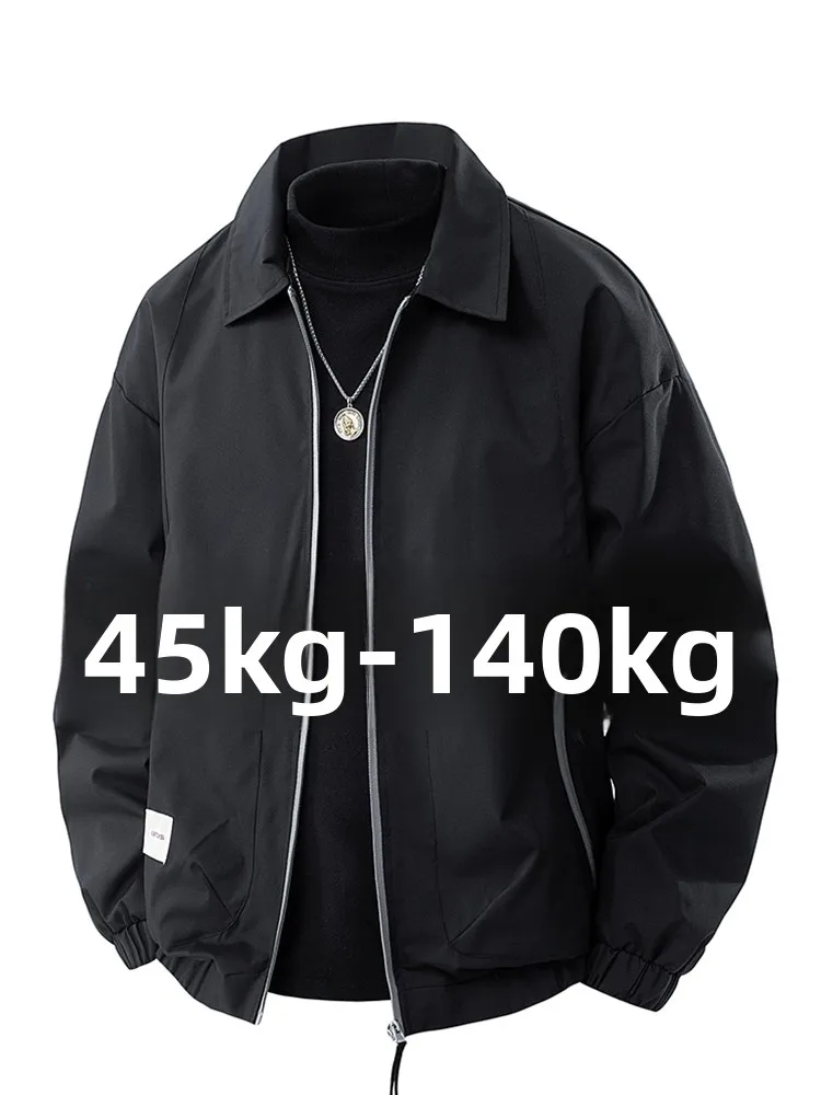 

American Sle Casual Jaet Men's Spring Autumn Loose plus Size Fat Men's Clothing Upper Apparel Zipper Closure Pure Color