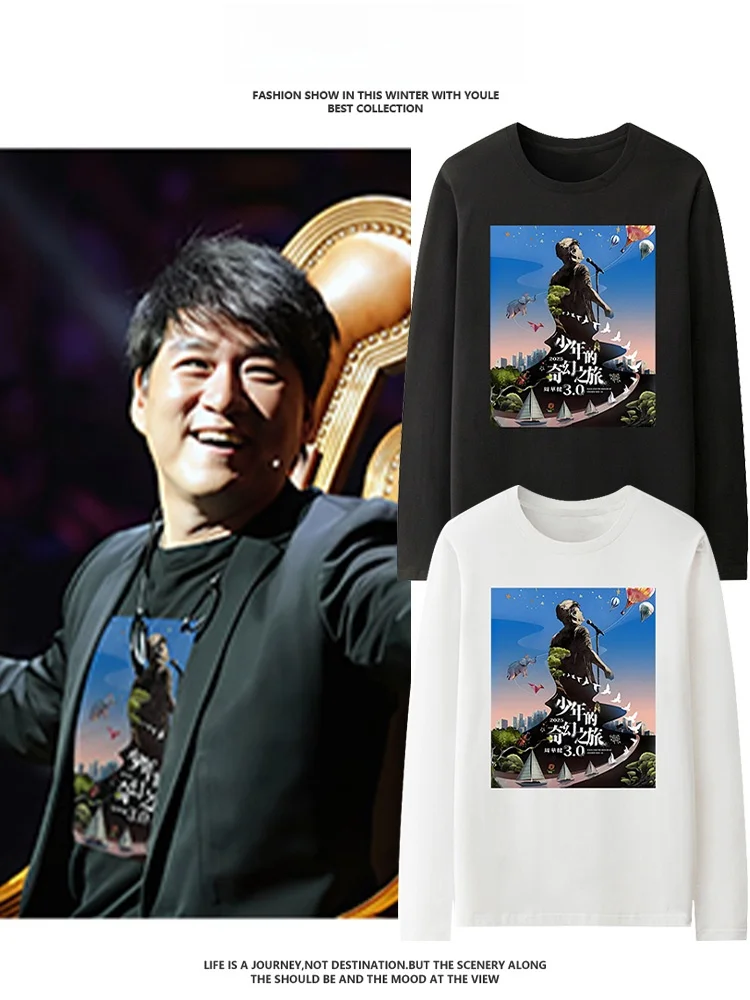 

Loose Long Sve T-irt Casual Concert Theme Breathable Cotton Youth Faion Autumn Collection Comfortable round Ne Tee