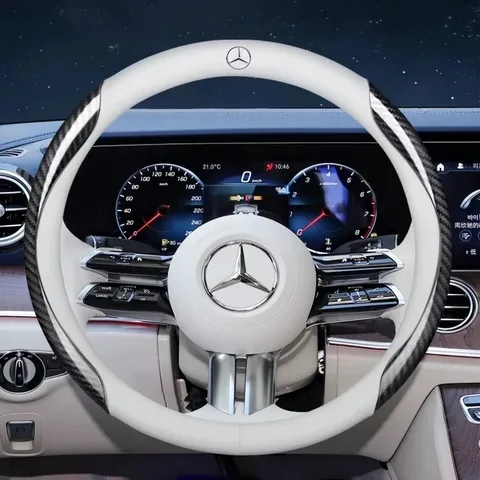 메르세데스 벤츠 A B C E M CLA GLA GLC GLE GLB CL GL GLK CLS SLK-클래스 EQS CLE GLE GLC SLC AMG GT CLS EQE W204 EQB W205 W212 W213 자동차 액세서리 용 탄소 섬유 가죽 자동차 핸들 커버