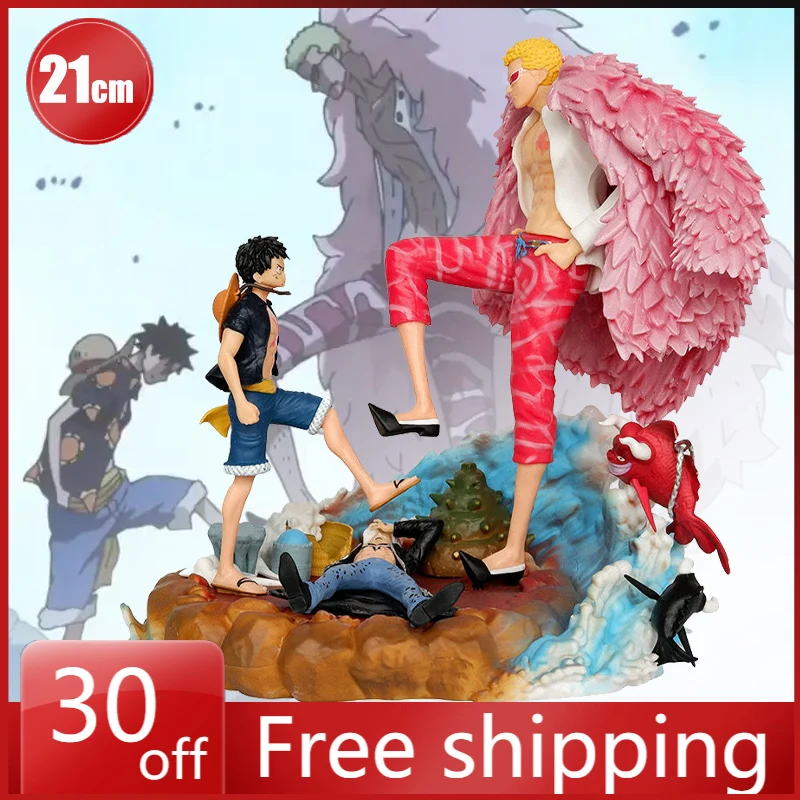 21 cm une pièce Figure singe D. Luffy Vs Donquixote Doflamingo Anime Collection modèle bureau ornement décorations enfants jouet