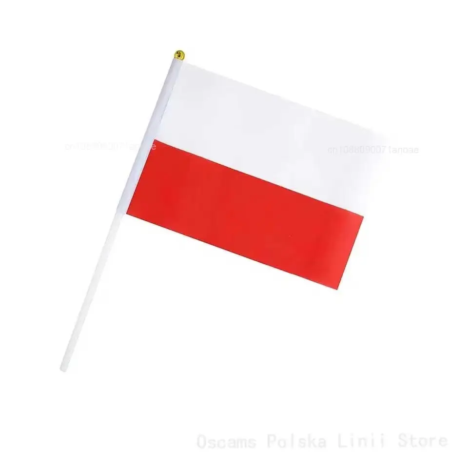 PL 8linii Oscam Poland White Red Outdoor Hand Held flag for europe Clines 14*21CM EU polish Small Flaga