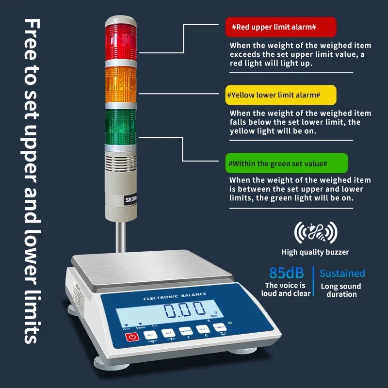 KHW‑HB Electronic Weighing Balance 300‑6000g Bluetooth WIFI Ethernet RS485 Analog Signal Alarm Indicator Light
