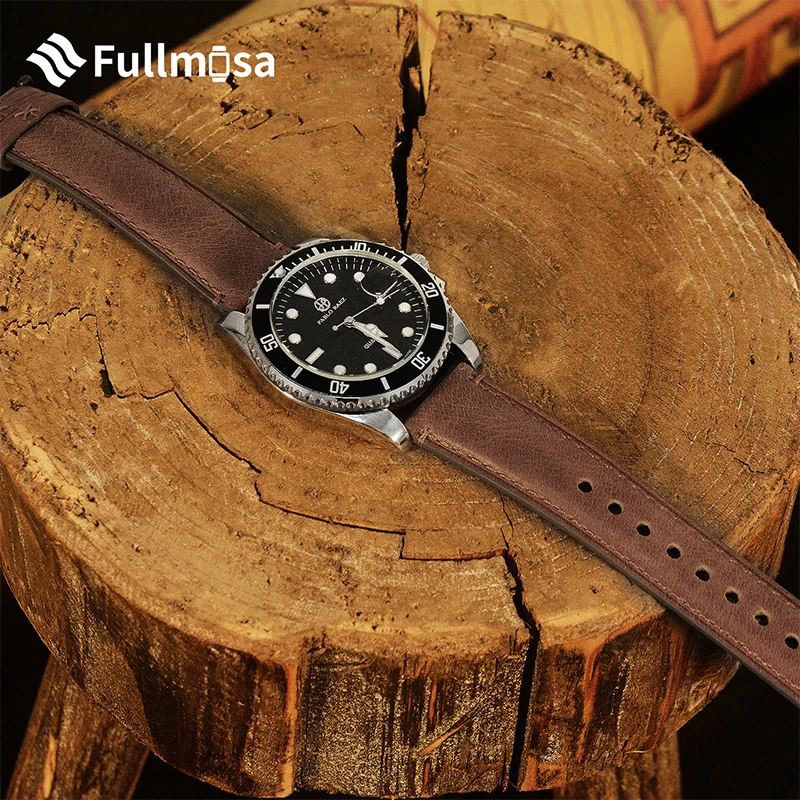 Fullmosa Genuine Leather Watch Strap 18mm 20mm 22mm for Samsung Galaxy Watch/HuaWei Watch/Garmin Watch Vintage Cowhide WatchBand