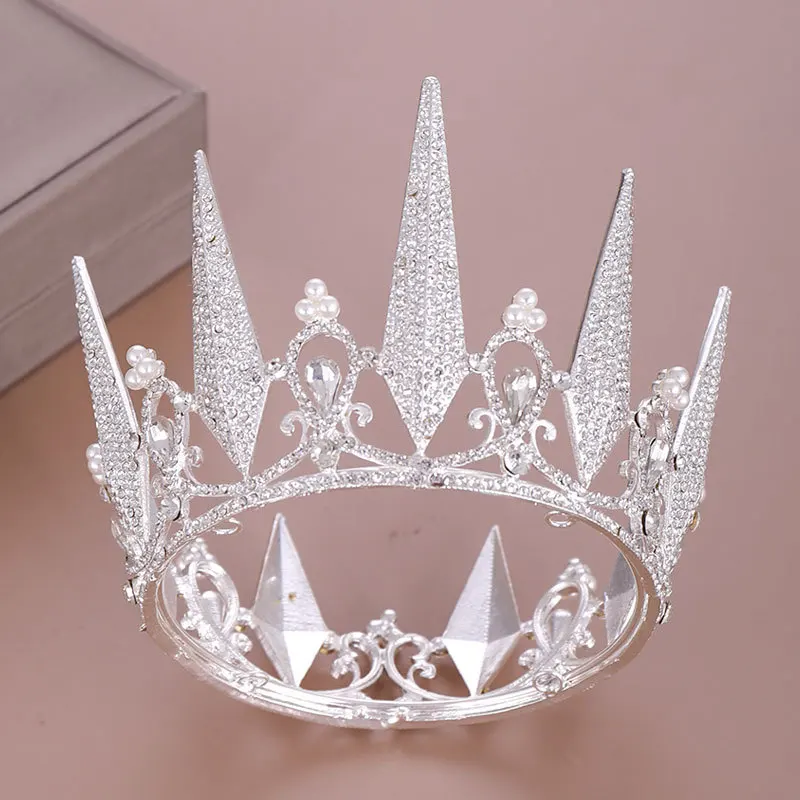 Luxury Crystal Round Crown Tiara Rhinestone Prom Diadem Crown For Women Bridal Wedding Hair Accessories Jewelry Crown Tiara Gift