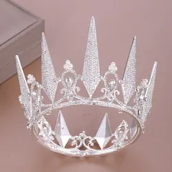 Luxury Crystal Round Crown Tiara Rhinestone Prom Diadem Crown For Women Bridal Wedding Hair Accessories Jewelry Crown Tiara Gift