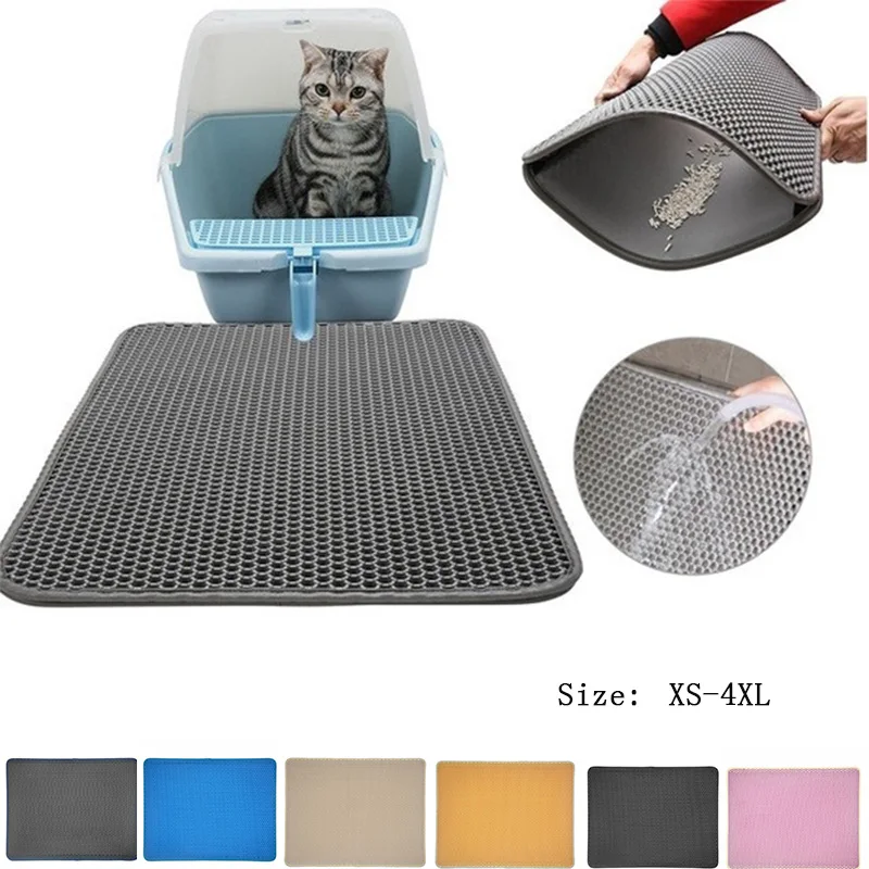 Pet Cat Litter Mat Toilet Waterproof Double Layer Cat Sand Litter Mat EVA Foldable Pet Carpet Bed Pads For Cats Pet Supplies