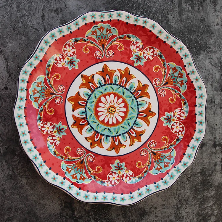 

High-End Cerc Dinnerware Personalized Painted Western Cuisine Plate Dim Sum Plate Microwave Se Flat Di American Sle
