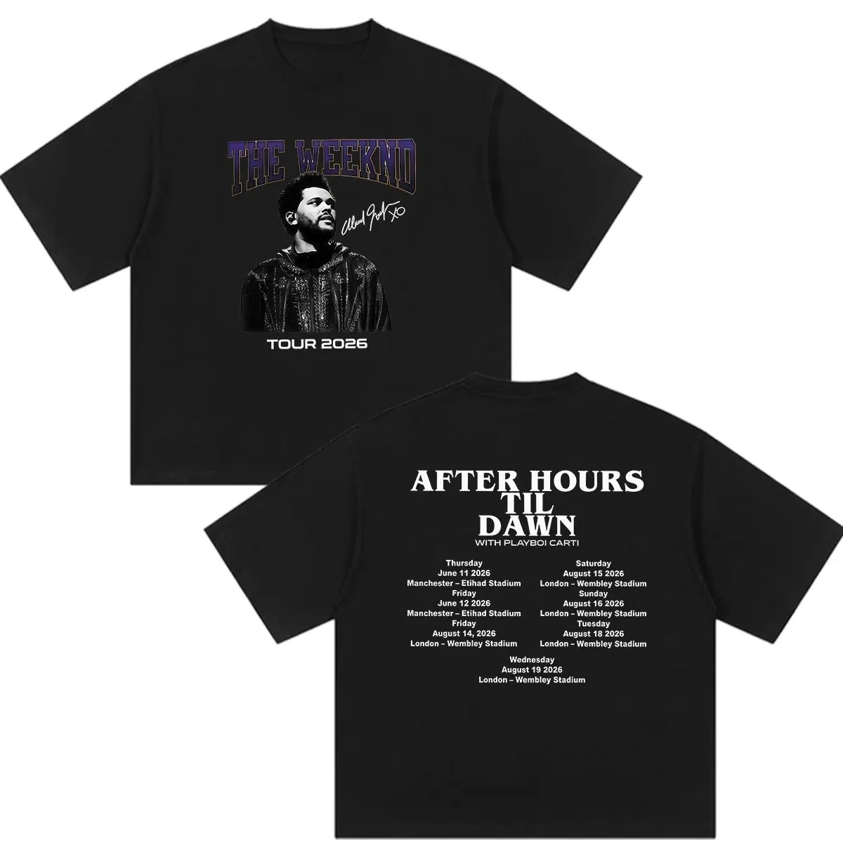 Hip Hop Streetwear The Weeknd After Hour Til Dawn Tour 2026 Graphic T Shirt Unisex Vintage Fashion Oversized Cotton T-Shirt Y2K
