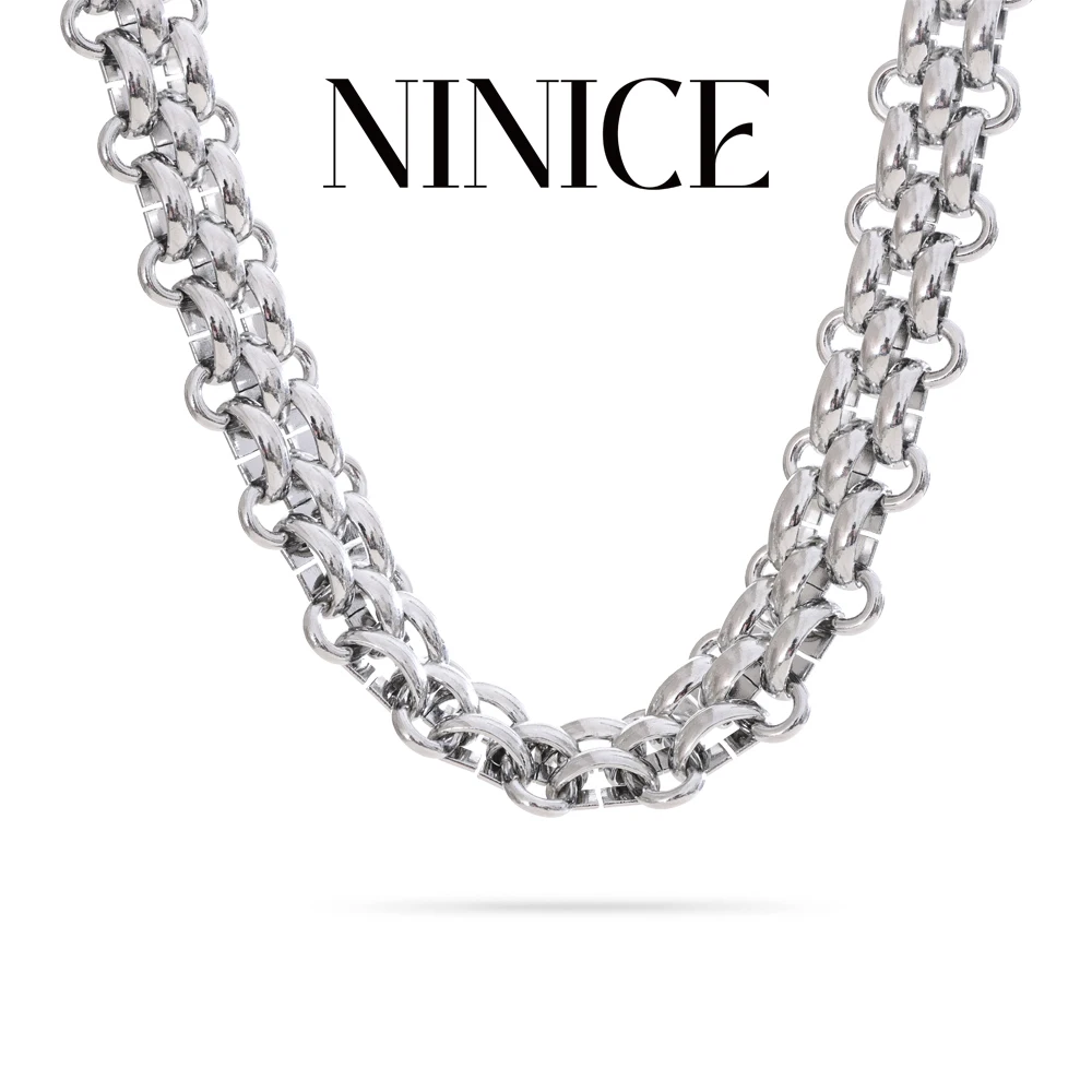 NiNice Stainless Steel Necklace Heavy-Duty Cuban Chain Weatherproof Jewellery Tarnish Bracelet Fashion Personalized Designer