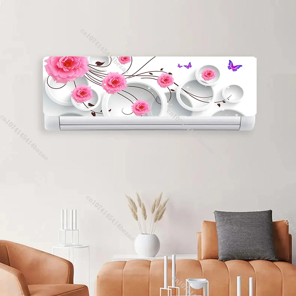 Elegant Floral Home Air Conditioner Decoration Stickers Vinyl Waterproof Self-adhesive Painting Home Decoration Wall Sticker