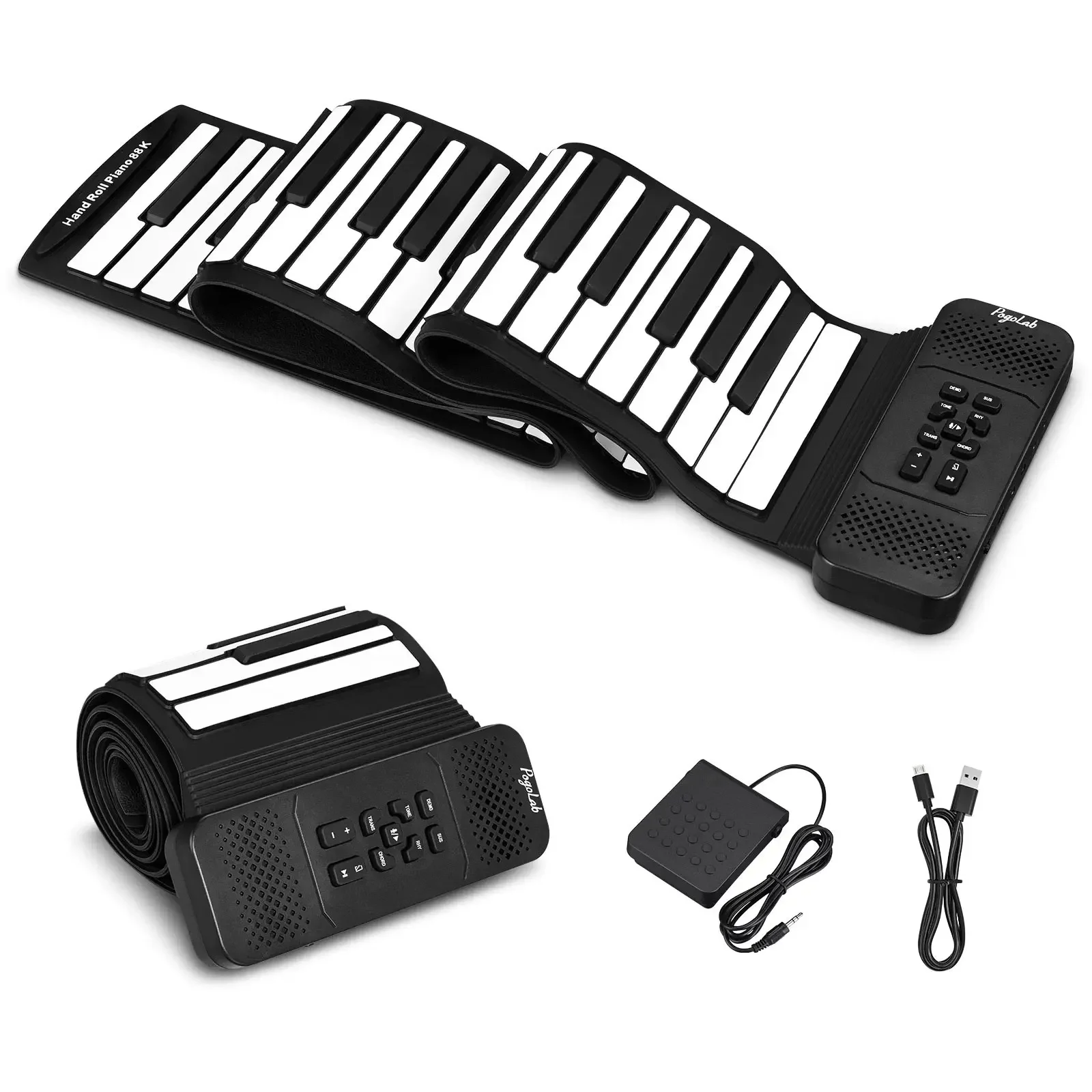 Portable Travel Design 88-Key Silicone Foldable Keyboard with Touch Sensitive Pad for Kids/beginners Pogolab Roll-Up Piano view 4