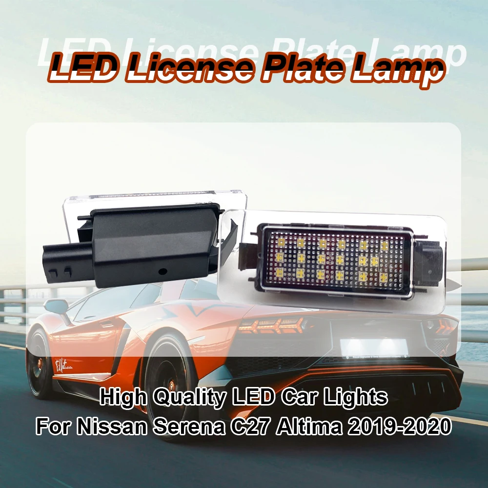 

2PCS White LED License Plate Light Lamp For Nissan Serena C27 2016-2018 Altima 2019-2020 Suzuki Landy 2016-up Dacia Duster 2018