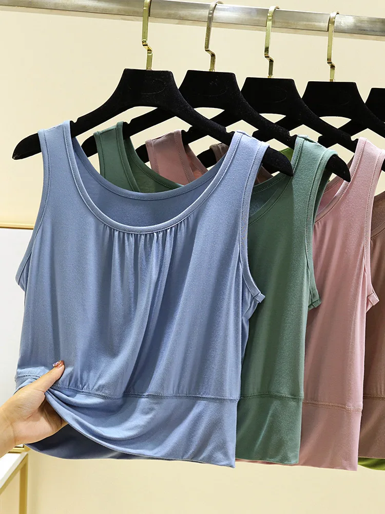 Modal Yoga Tank Top Women Summer Loose Casual ort Svel Slimming  Color plus Size T-irt July Deer Brand